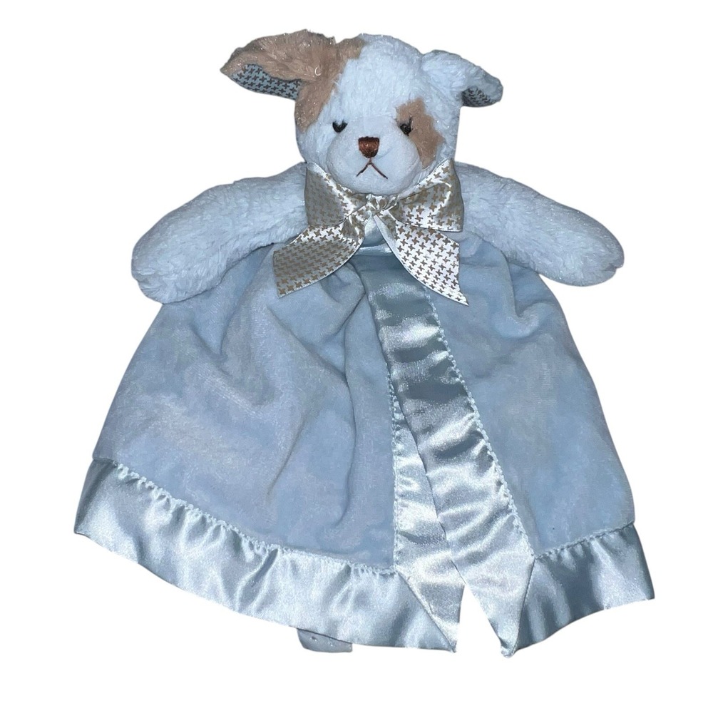 Bearington Blue Puppy Dog Baby Collection Satin Boy Security Blanket Lovey